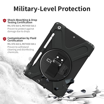 CODi iPad Essentials Bundle: Rugged Case 10.2" Case (9th/ 8th/7th Gen) + Screen Protector, Black (TK0000010)