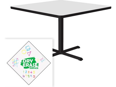 Correll Square-Shaped Dry-Erase Markerboard Cafe Table, 42" x 42", Frosty White/Black (BXT42DES-80)