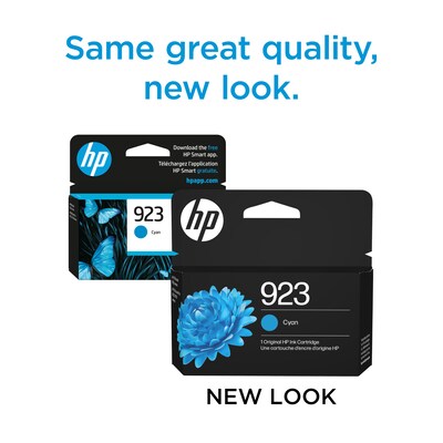 HP 923 Cyan Standard Yield Ink Cartridge, Prints Up to 400 Pages (4K0T0LN)