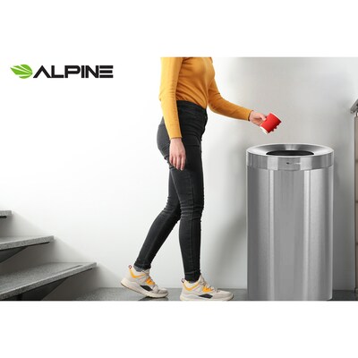 Alpine Industries Stainless Steel Trash Can, 27 Gallon, Silver, 2/Pack (ALP475-27-2PK)