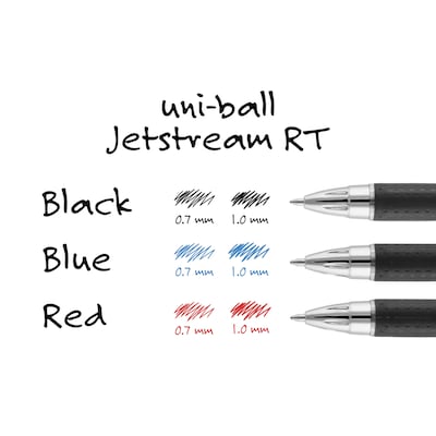 uni Jetstream RT Retractable Ballpoint Pen, Medium Point, 1.0mm, Red Ink, Dozen (73834)