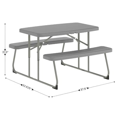 Flash Furniture Paige Rectangular Folding Kids Picnic Table and Benches, 32.625" x  37.5", Gray (RBEBB2432FD2GY)