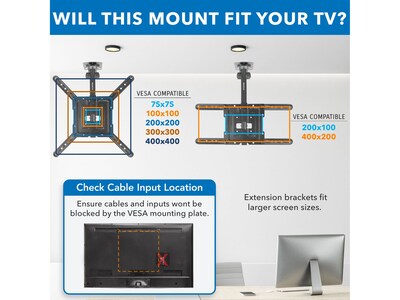 Mount-It! Tilt and Swivel Flip-down Ceiling TV Mount, 44 lbs. Max. (MI-4225)