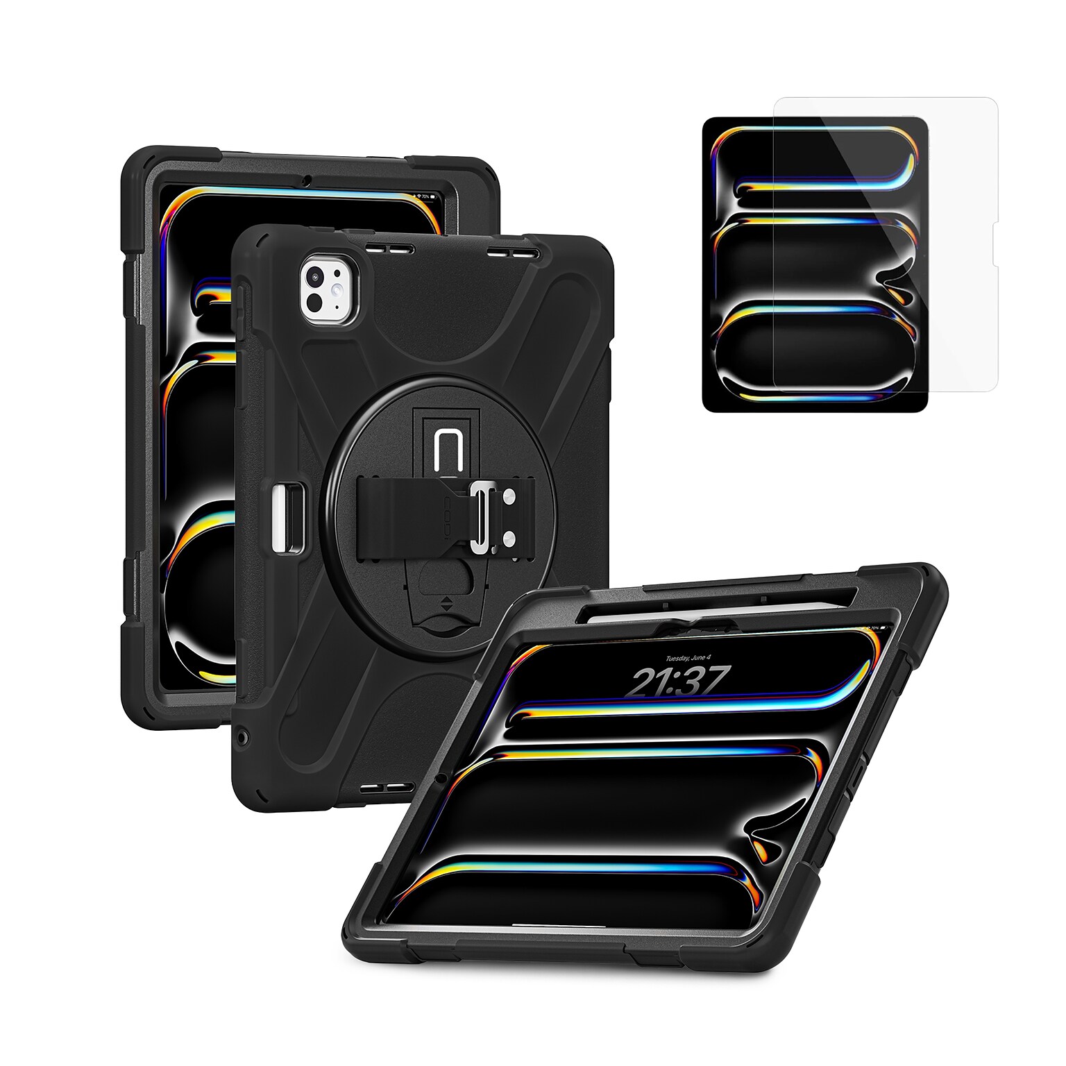 CODi Essentials Bundle: Rugged Case iPad Pro 11 (M4, M5) + Screen Protector, Black  (TK0000011)