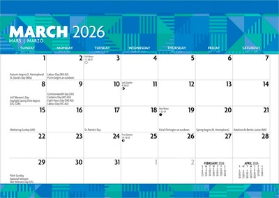 2026 Plato Large Print 15.5 x 11 Monthly Desk Pad Calendar (9798330707089)