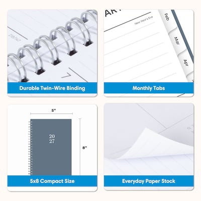 2027 Blue Sky 5" x 8" Weekly & Monthly Planner, Steel Blue (164273)