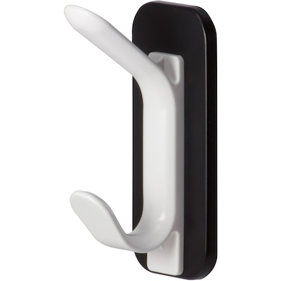 Lorell Magnetic Plastic Double Coat Hook, White (LLR02872)