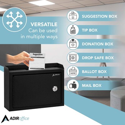 AdirOffice Steel Multipurpose InterOffice Drop Box Mailbox, Medium, Black (631-02-BLK-PKG)