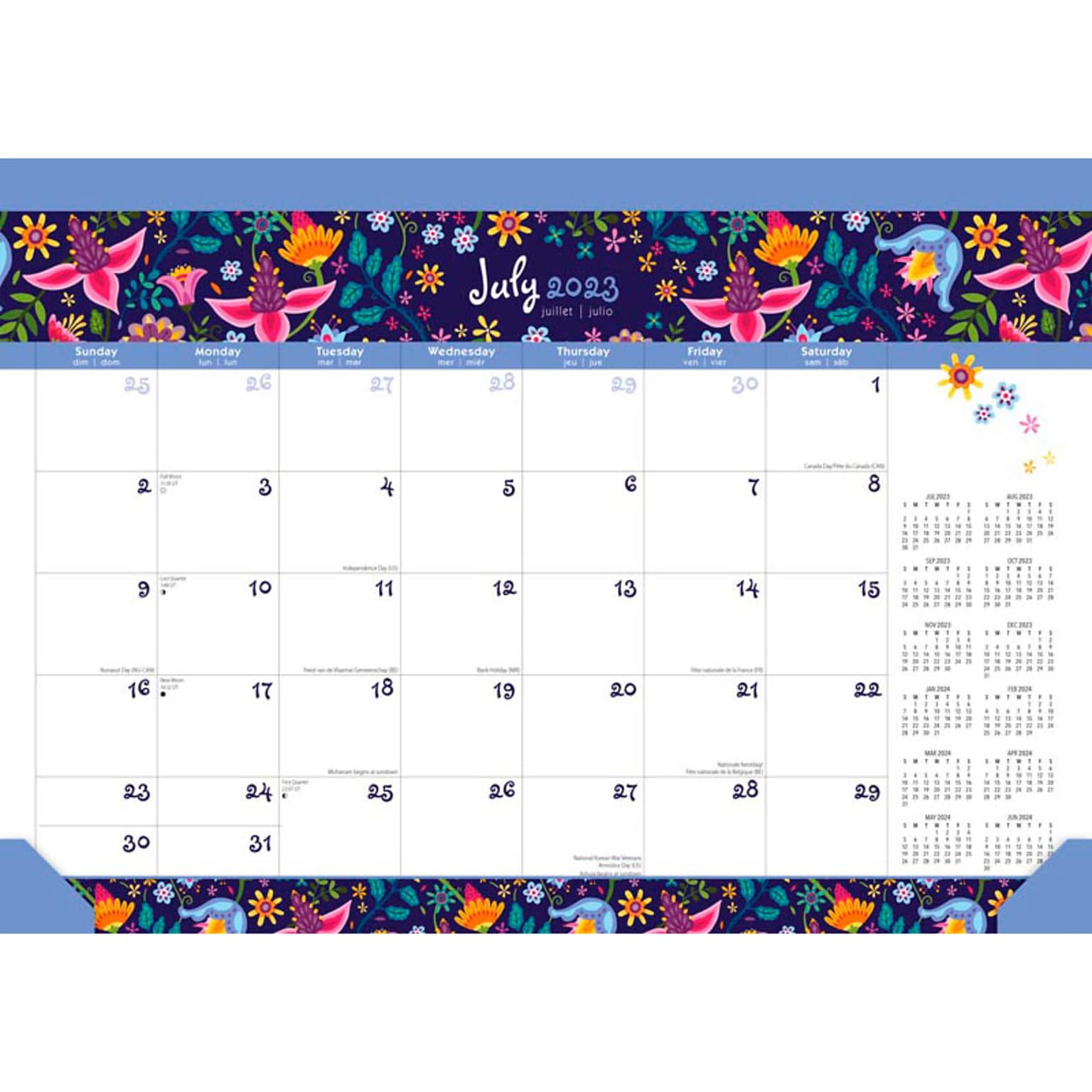 2023-2024 Plato Floral Splendor 15.5 x 11 Academic & Calendar Monthly Desk Pad Calendar (9781975471965)