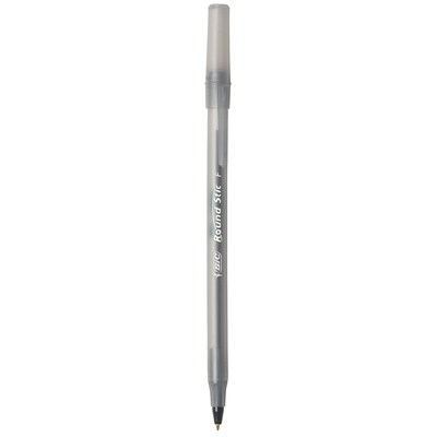 BIC Round Stic Xtra Precision Ballpoint Pens, Fine Point, 0.8mm, Black Ink, Dozen (20129/GSF11BK)