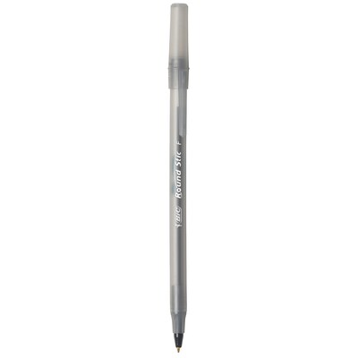 BIC Round Stic Ballpoint Pen, Fine Point, 0.8mm, Black Ink, Dozen (20129/GSF11BK)