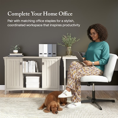 Bush Home Salinas Accent Storage Cabinet with Doors, Antique White (SAS147AW-03)