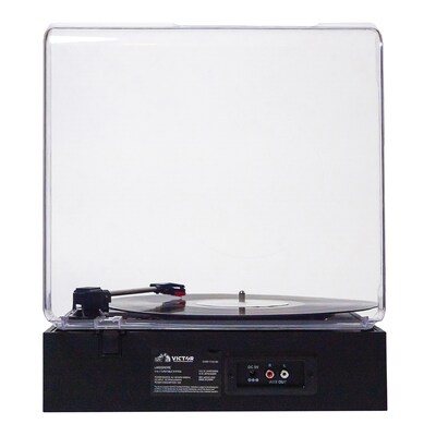 Victor Lakeshore Dual-Bluetooth Belt-Drive Retro 5-in-1 Turntable System, Black (VHRP-1100-BK)