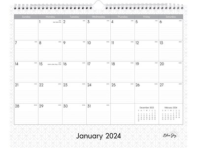 2024 Blue Sky Enterprise 15 x 12 Monthly Wall Calendar, White/Gray (111292-24)
