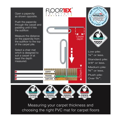 Floortex Cleartex Advantagemat Carpet Chair Mat, 30" x 48", Designed for Low-Pile Carpet, Clear PVC (FC1175120EV)