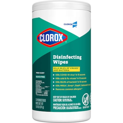 CloroxPro Disinfecting Wipes, Fresh Scent, 75 Wipes/Container, 6/Carton (CLO15949CT)