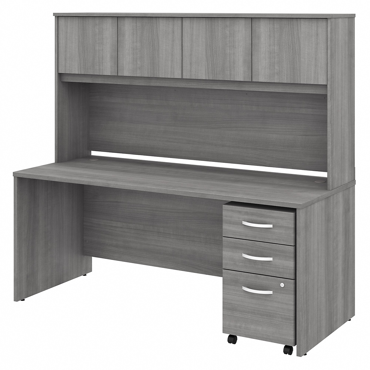 Bush Business Furniture Studio C 72W Office Desk with Hutch and Mobile File Cabinet, Platinum Gray (STC011PGSU)