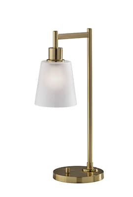Adesso Gio Incandescent Desk Lamp, 22H, Antique Brass/White (3302-21)