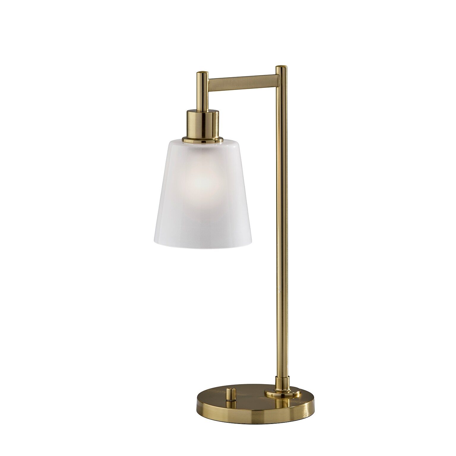Adesso Gio Incandescent Desk Lamp, 22H, Antique Brass/White (3302-21)