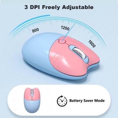 SaharaCase Wireless Ergonomic Keyboard and Laser Mouse Combo, Blue (KB17)