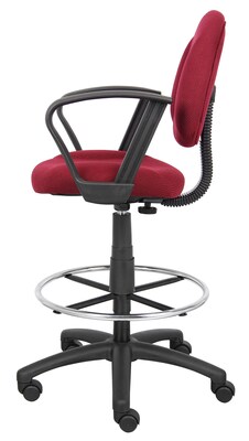 Boss Deluxe Posture Fabric Drafting Stool with Swivel Base, Burgundy (B1617-BY)