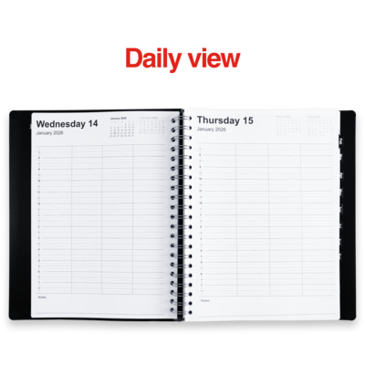 2026 Staples 8" x 11" Four-Person Daily Appointment Book, Black (ST58479-26)