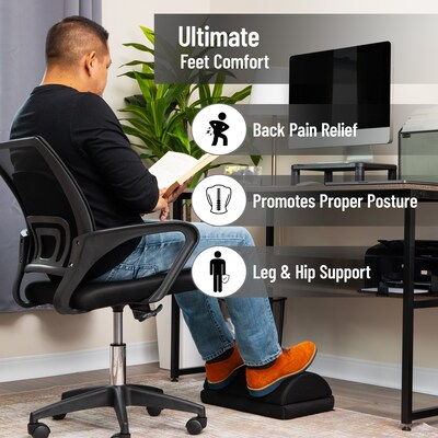 Mind Reader Air-Cloud Memory Foam Under Desk Footrest, Black (FTMESH-BLK)