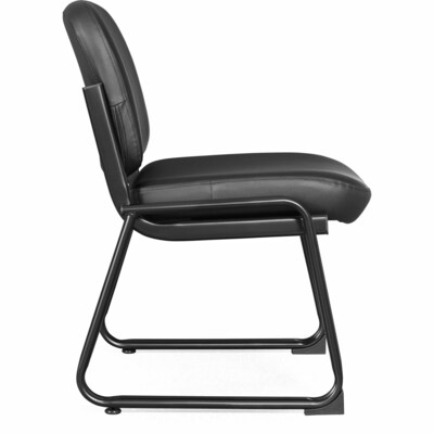 Lorell Deluxe Leather Guest Chair with Sled Base, Black (LLR84597)