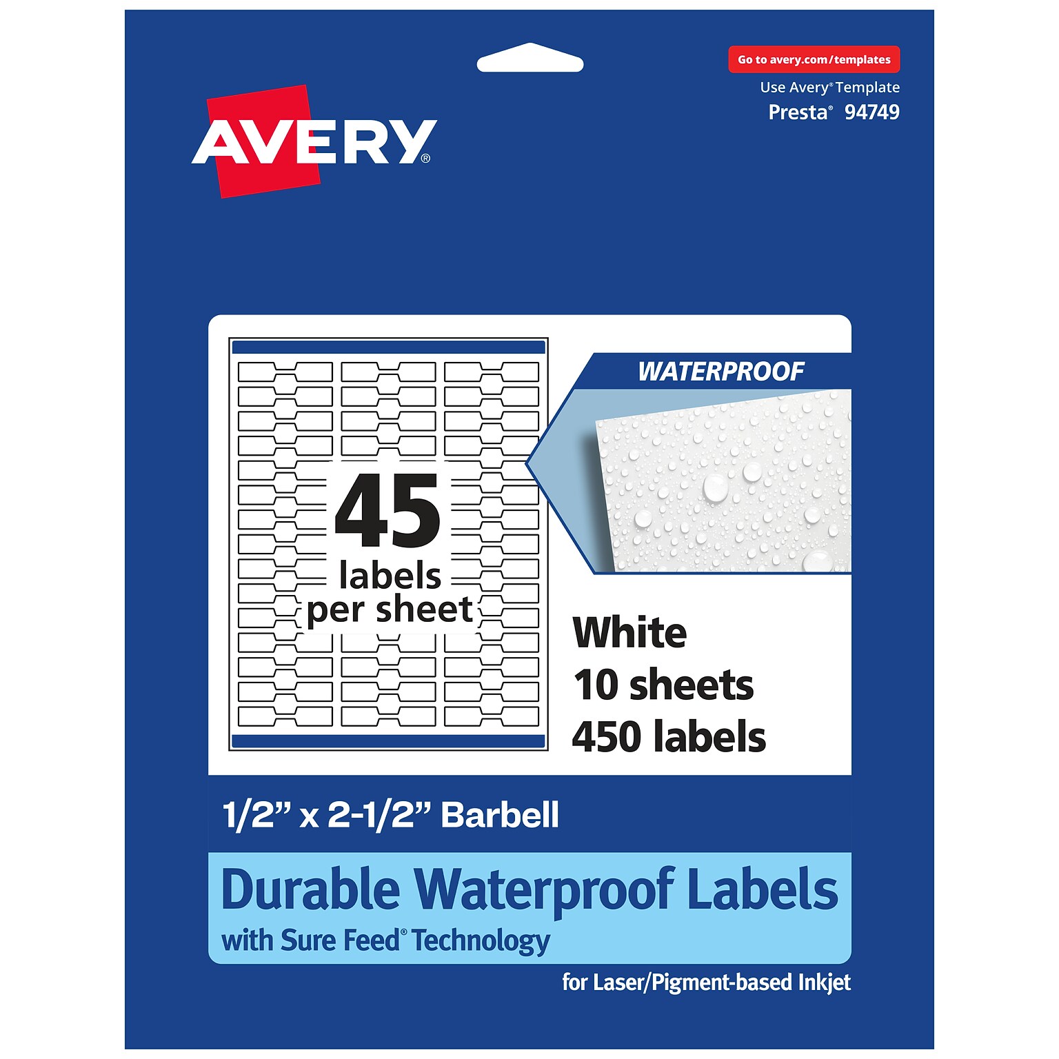 Avery Laser/Inkjet Decorative Edge Multipurpose Labels, 0.5 x 2.5, White, 450 Labels/Pack (94749)