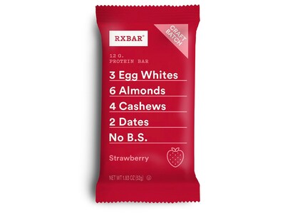 RX Bar Gluten Free Strawberry Protein Bar, 1.83 oz., 12 Bars/Box (1-93908-00580)