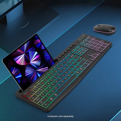 SaharaCase Wireless Ergonomic Gaming Keyboard and Laser Mouse Combo, Black (KB19)