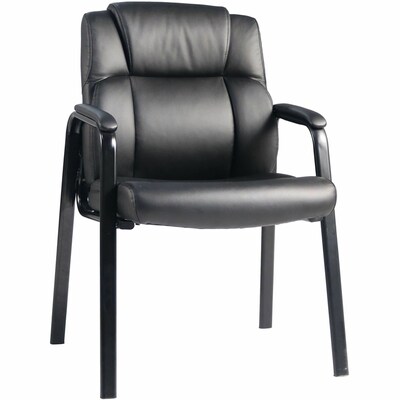 Lorell Cushioned Low-Back Polyurethane Guest Chair with Vinyl Upholstery, Black (LLR59436)