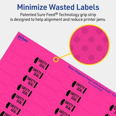 Avery Laser/Inkjet Barbell Multipurpose Labels, 0.5" x 2.5", Neon Magenta, 1800/Pack (94749)