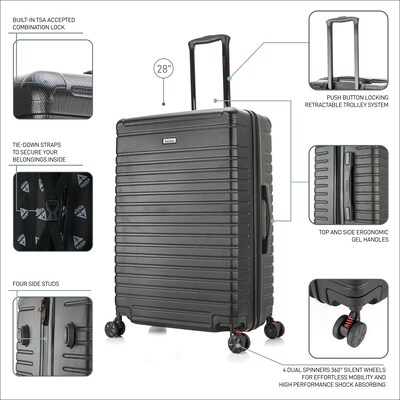 InUSA Deep 28" Hardside Suitcase, 4-Wheeled Spinner, Black (IUDEE00L-BLK)