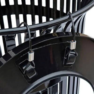 Global Industrial Outdoor Heavy-Duty Slatted Steel Trash Can, 36 Gallon, Black (641629BK)