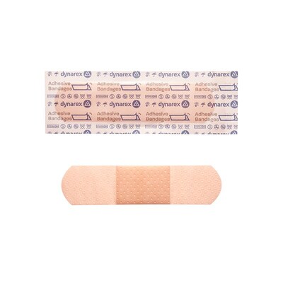 Dynarex DynaSafety 3/4" x 3" Plastic Water Resistant Adhesive Bandages, Beige, 100 Bandages/Box, 24 Boxes/Carton (3601)
