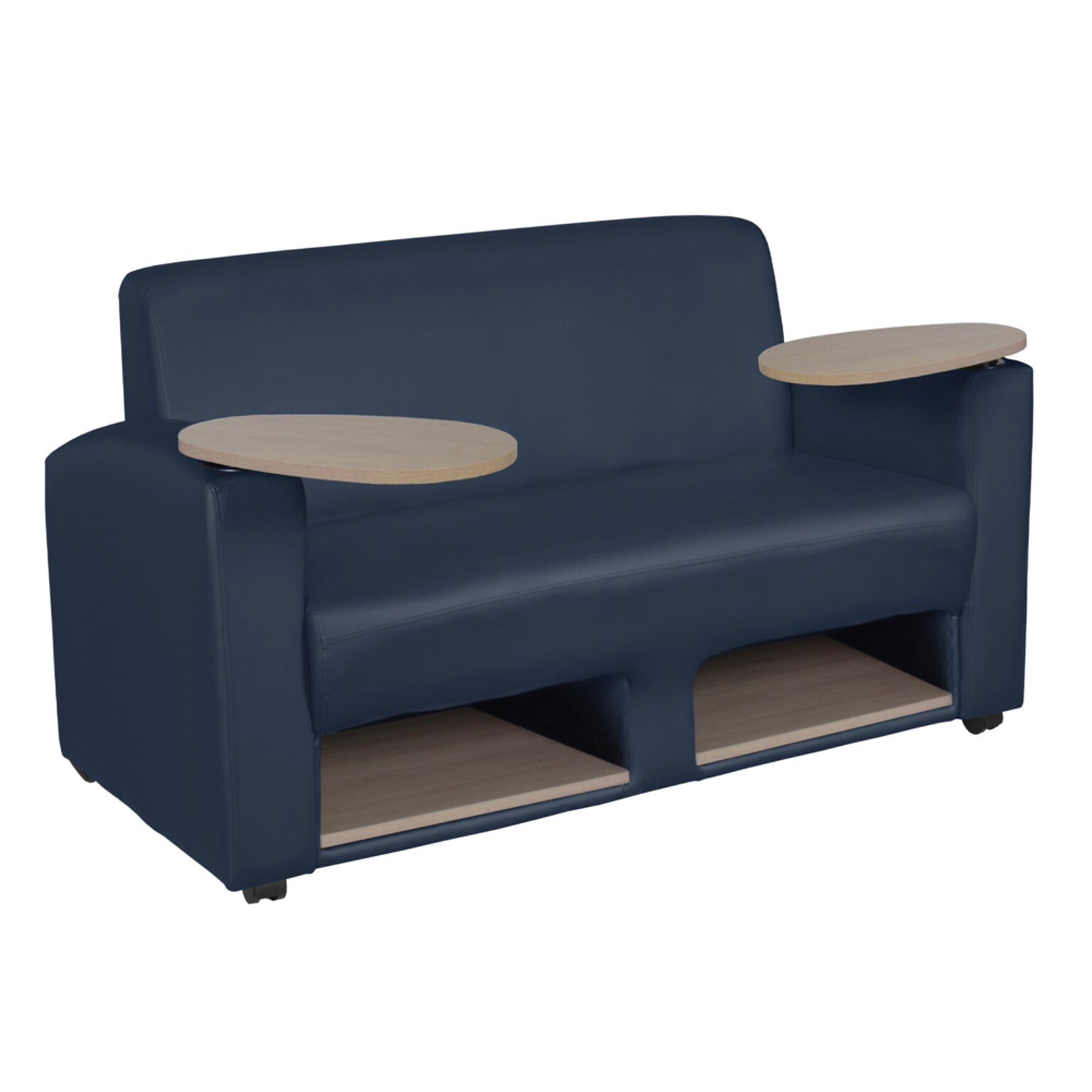 Regency Supernova Tablet Arm Loveseat w/ Storage, Navy Blue/Noble Oak (7702NOBE)