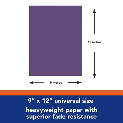 Tru-Ray 9" x 12" Construction Paper, Purple, 50 Sheets/Pack, 5 Packs/Bundle (PAC103019-5)