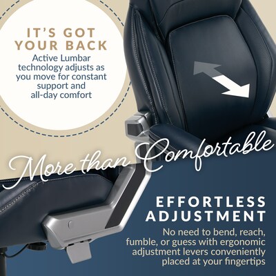 La-Z-Boy Meyer Ergonomic Bonded Leather Swivel Executive Chair, Navy (60082-NVY)