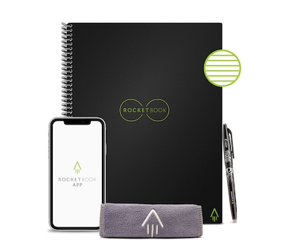 Rocketbook Core Reusable Smart Notebook, 8.5" x 11", Lined Ruled, 32 Pages, Black (EVR2-L-RC-A)