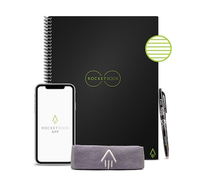 Rocketbook Core Reusable Smart Notebook, 8.5 x 11, Lined Ruled, 32 Sheets, Black (EVR2-L-RC-A)
