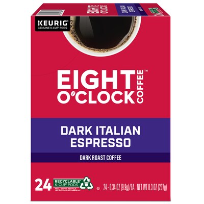 Eight O'Clock Dark Italian Espresso, Keurig® K-Cup® Pods, Dark Roast, 24/Box (6408)