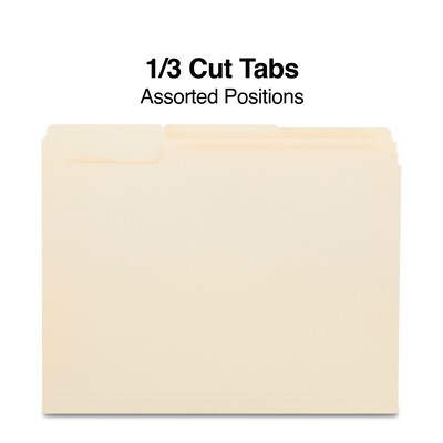 Staples 30% Recycled File Folders, 1/3-Cut Tab, Letter Size, Manila, 250/Box (ST56673-CC)