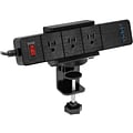 Mount-It! 3-Outlet 3-USB Port 5 Surge Protector with Clamp Desk Mount, Black (MI-7281B)