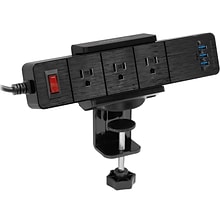 Mount-It! 3-Outlet 3-USB Port 5 Surge Protector with Clamp Desk Mount, Black (MI-7281B)