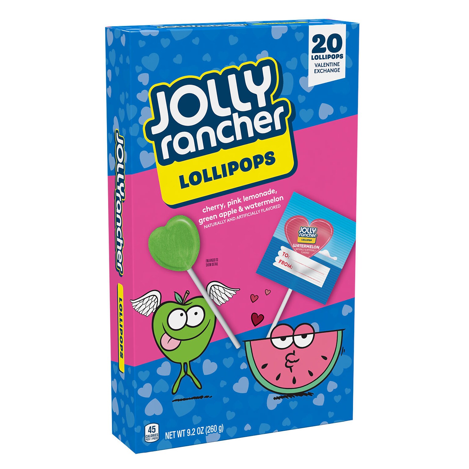 JOLLY RANCHER Assorted Fruit Flavored Valentines Lollipops Box, 9.2 oz, 20/Box (HEC16001)