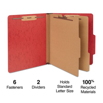 Staples Moisture Resistant Classification Folder, 2-Dividers, 2.5 Expansion, Letter Size, Dark Red, 10/Box (ST614622-CC)