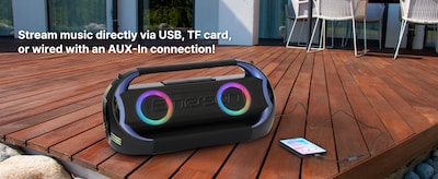 Emerson Triad Grip Portable Bluetooth LED Party Speaker, Black (EDSP-5000)