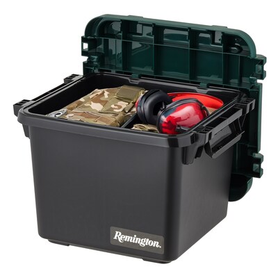 Iris Heavy Duty 30 Qt. Storage Bin with Latching Lid, Plastic, Black, 4/Pack (500343)
