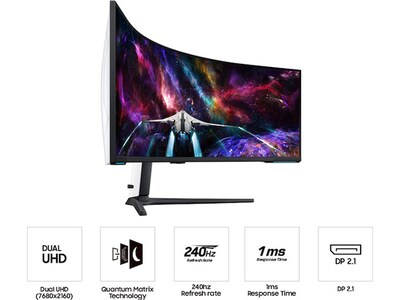Samsung Odyssey Neo G9 57" Curved 4K Ultra HD 240Hz QLED Gaming Monitor, Black/White (LS57CG952NNXZA)